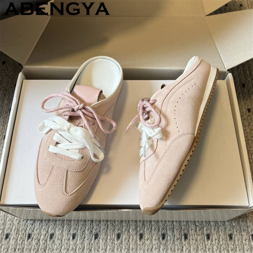 Running Shoes Women - Zapatillas planas informales con cordones para